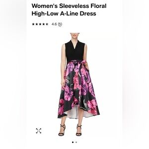 SL Fashions Women's Sleeveless Floral High-Low A-Line Dress. Size 8. Worn once